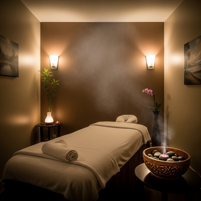 Relaxing massage room environment